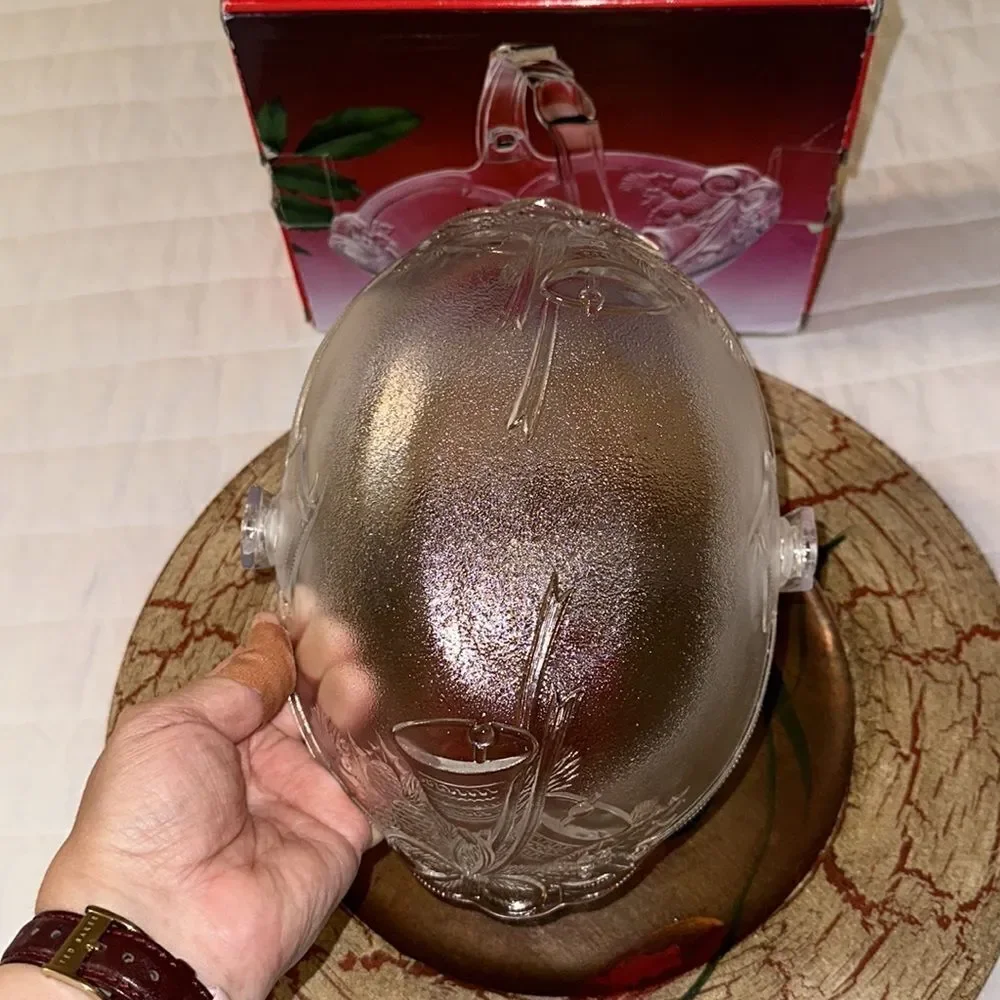 Mikasa Holiday Bells Handled Crystal Basket